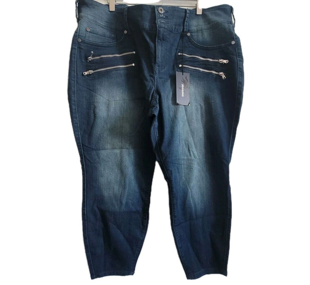 NWT Torrid Multizip Stretch Denim Blue Jeggings Plus Size 24 Hi-Rise